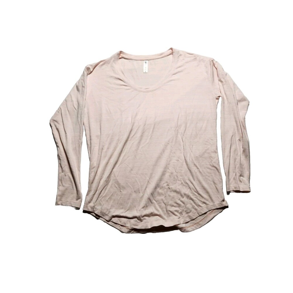 Athleta Womens Medium Tall Cloudlight Stratus Striped Long Sleeve Shirt Pink